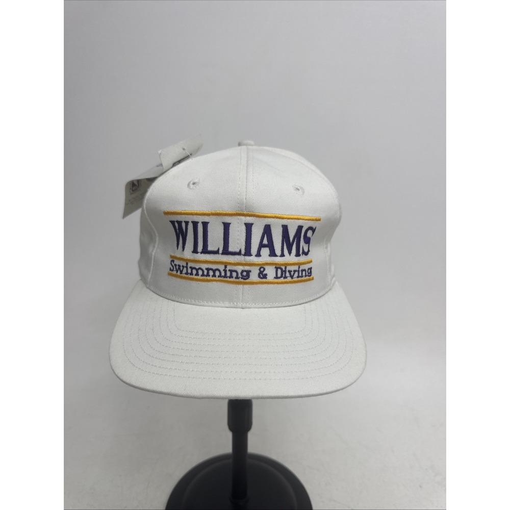 Vintage 1990s The Game WILLIAMS swimming & Diving Split-bar White Snapback Hat